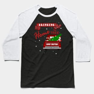 SANTA BRINGING HOME THE TREE IN VINTAGE TRUCK Baseball T-Shirt